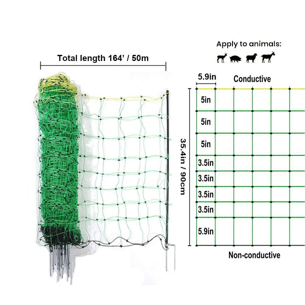 35.4"H x 164' L Premium Electric Netting Fence for Sheep & Goat (9/35.4/5.9)